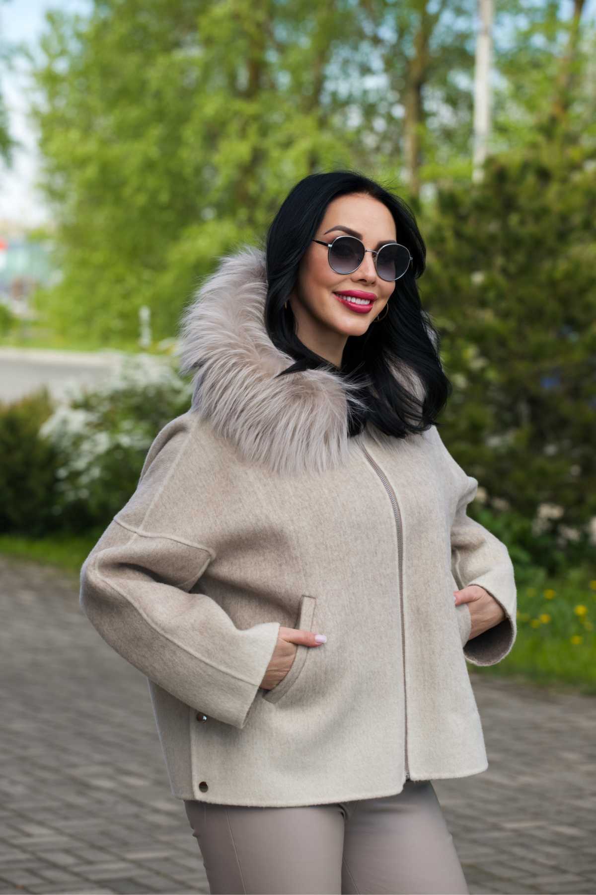 Купить женское пальто из шерсти и кашемира с мехом лисы ZILLI