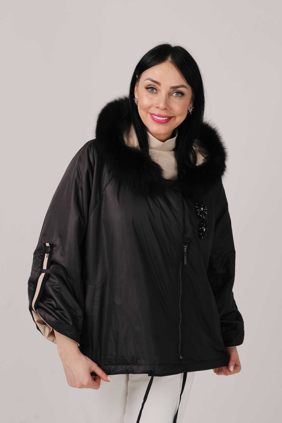 Купить куртку демисезонную с мехом песца LILU