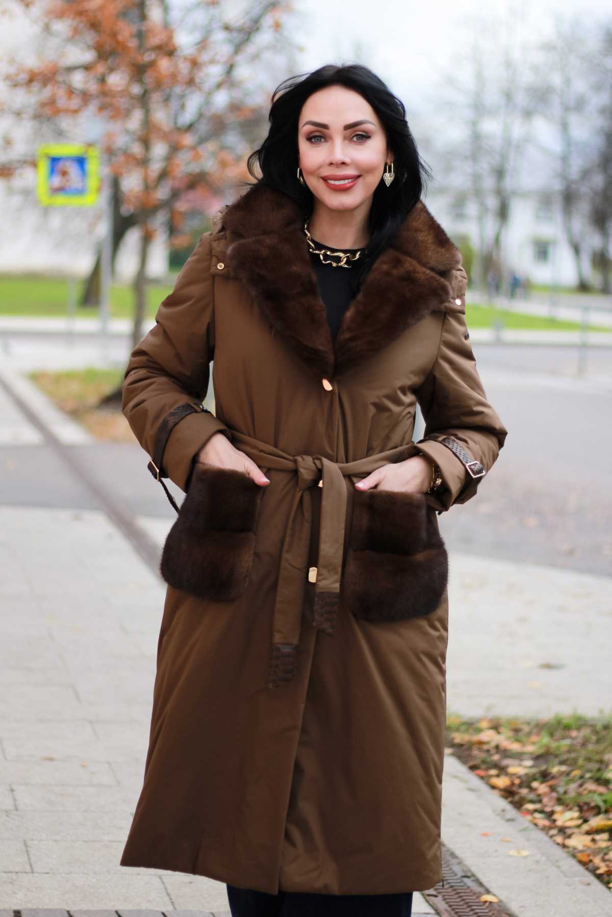 Купить зимнее пальто с мехом норки NIKA
